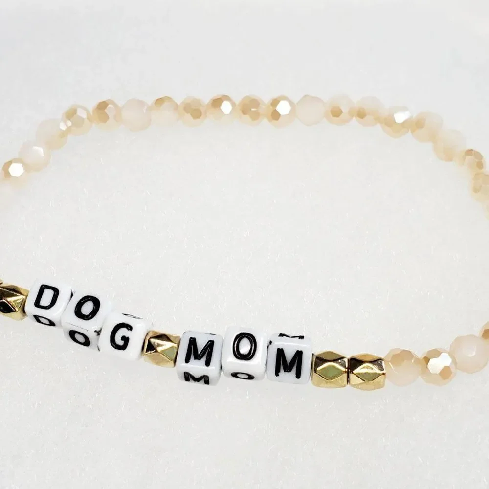 Dog Mom Beaded Stretch Bracelet, Dog Mom Jewelry, Gifts for Pet Lovers